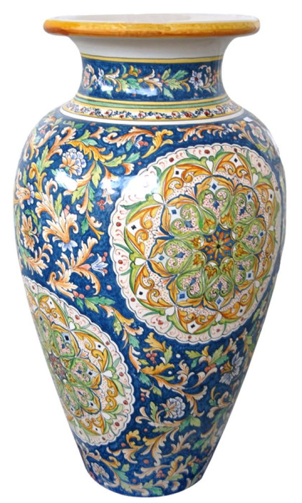 Grande vase de sol en majolique de Deruta 90cm